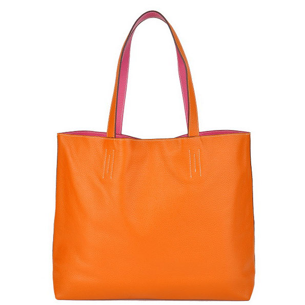 Best Hermes Reversible Leather Handbag Orange/Peach 519020